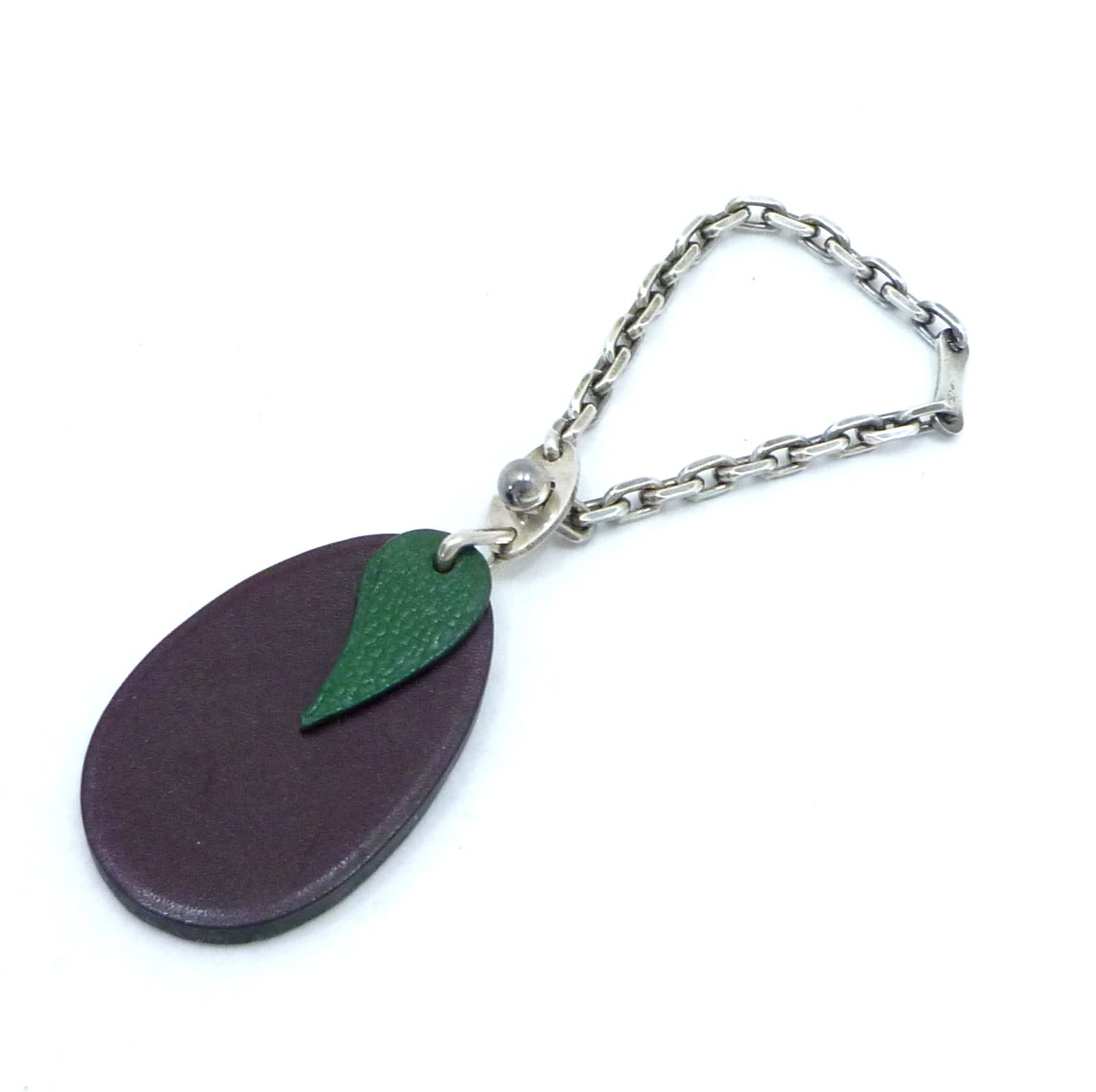 エルメス プラム モチーフ キーホルダー バッグチャーム ボルドー スターリングシルバー - Image 2