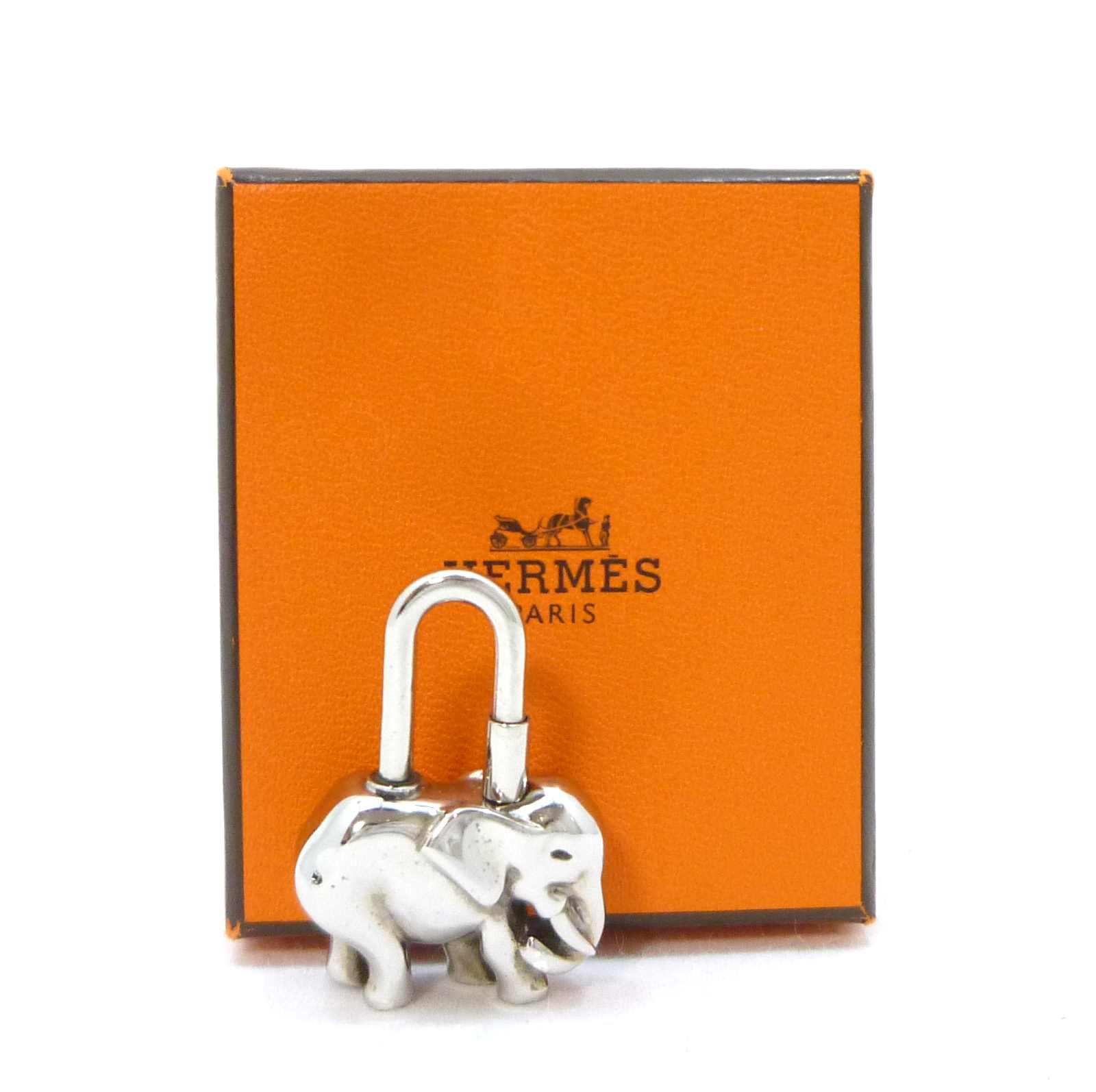 エルメス ゾウ モチーフ カデナ 象 バッグチャーム シルバー 真鍮