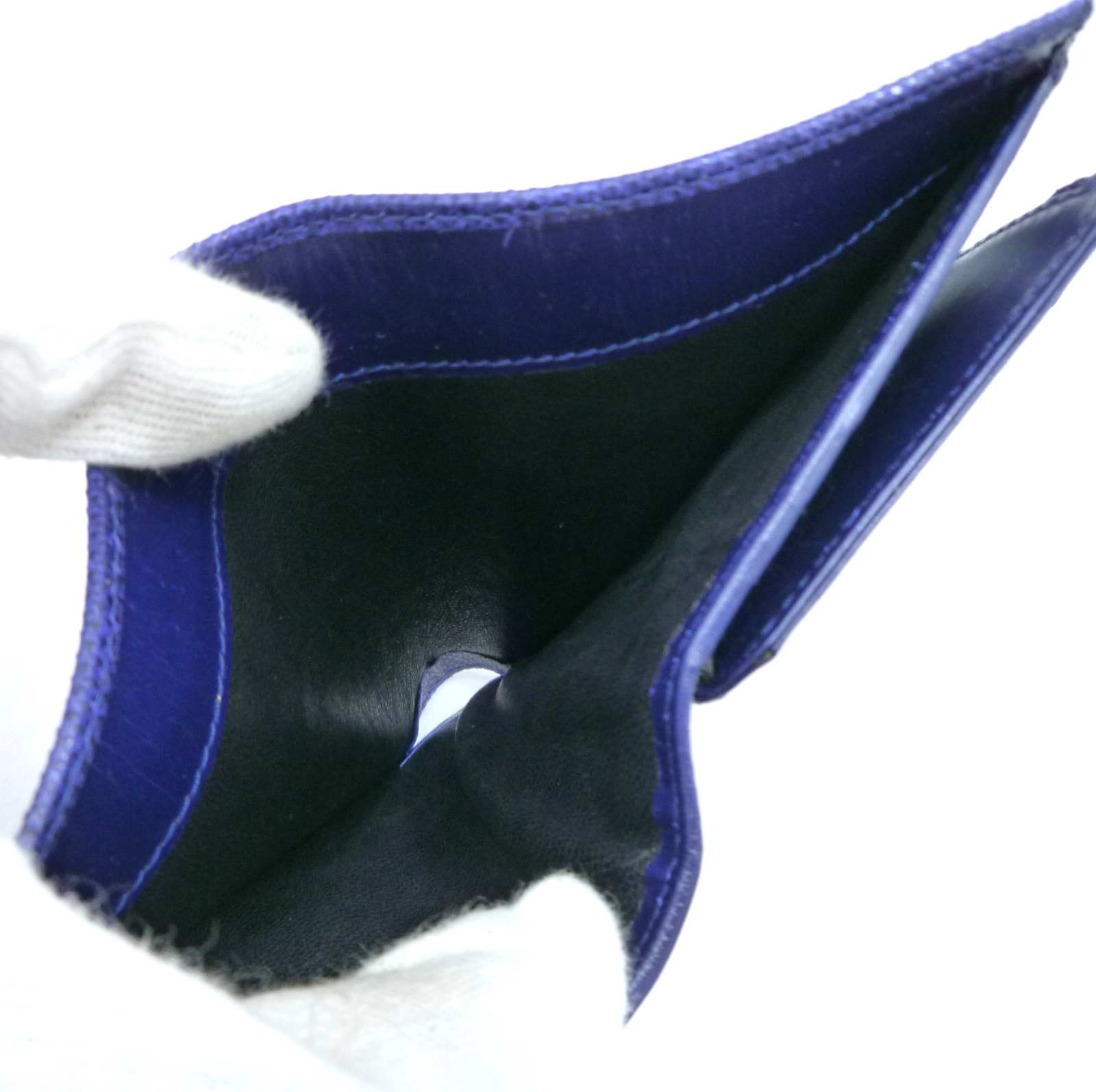 グッチ リザード 二つ折り 財布 ブルー レザー - Image 15