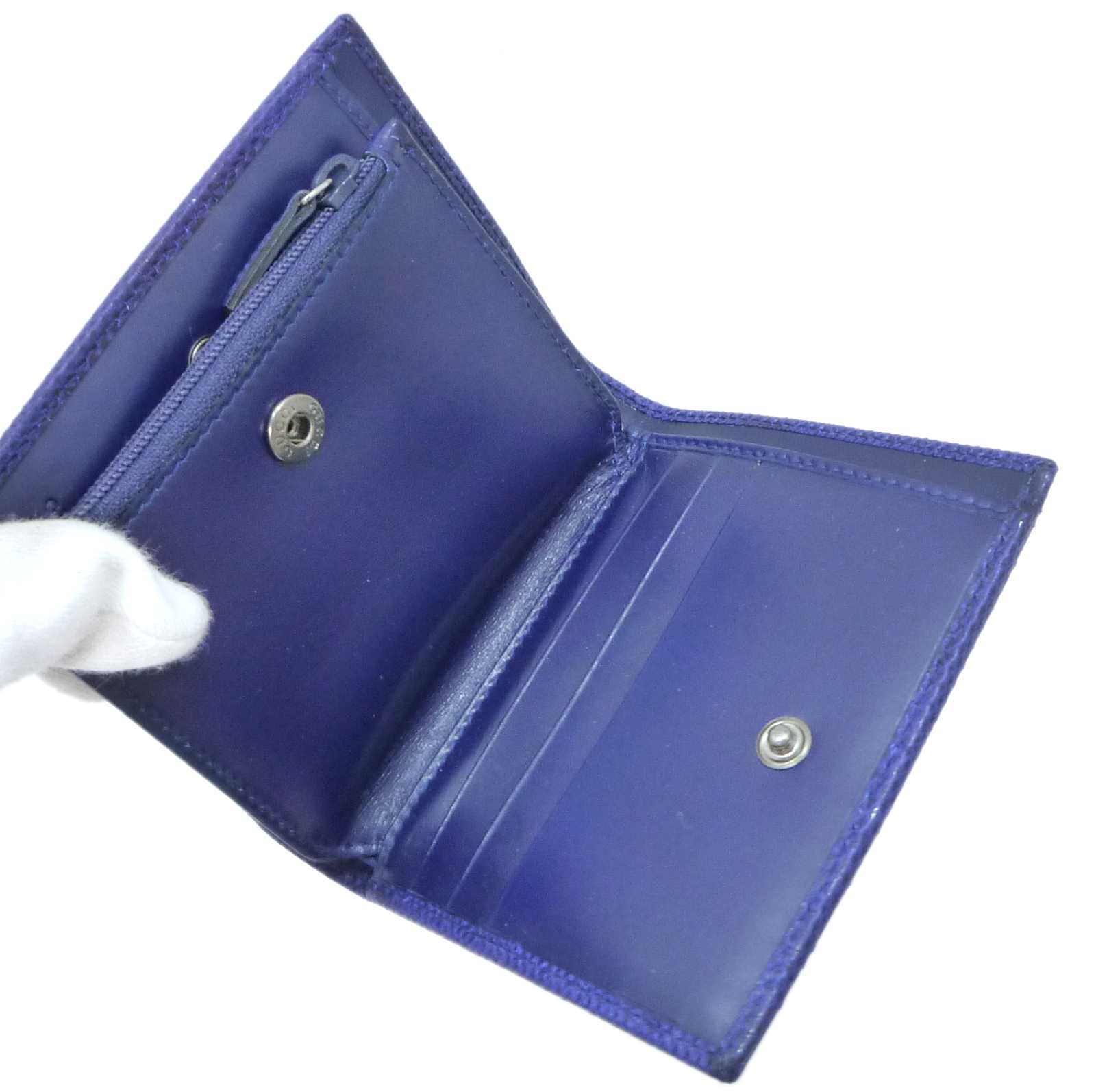 グッチ リザード 二つ折り 財布 ブルー レザー - Image 19
