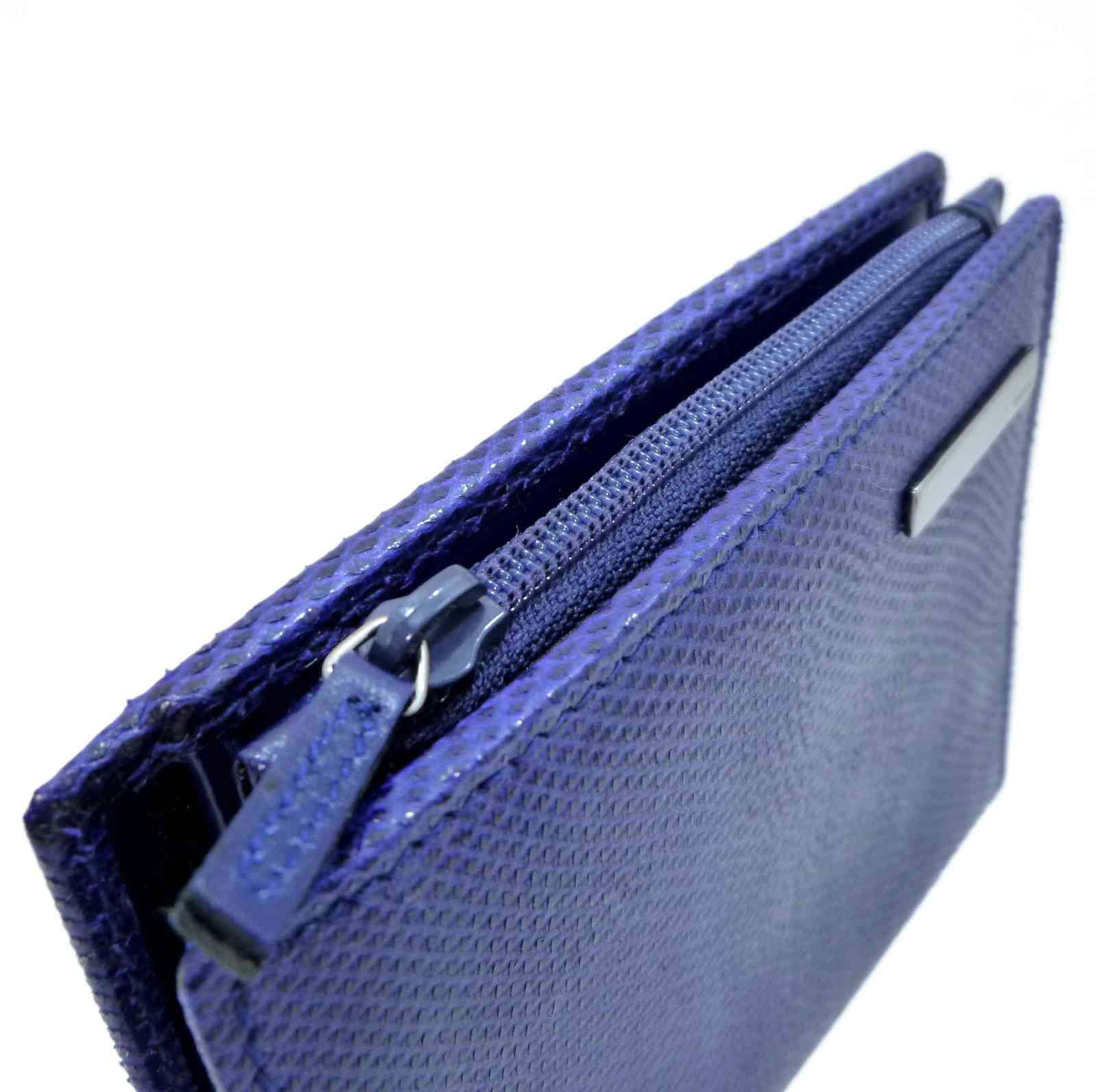 グッチ リザード 二つ折り 財布 ブルー レザー - Image 4