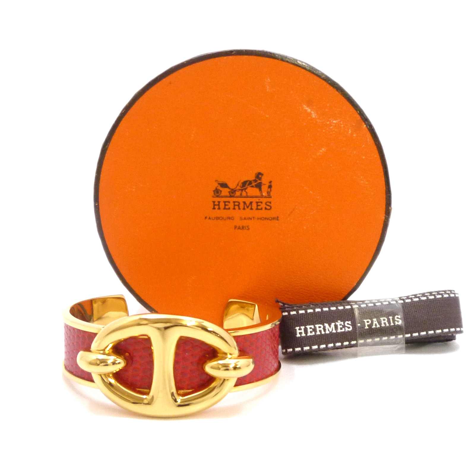 エルメス シェーヌダンクル カフ バングル ブレスレット ゴールド 金属