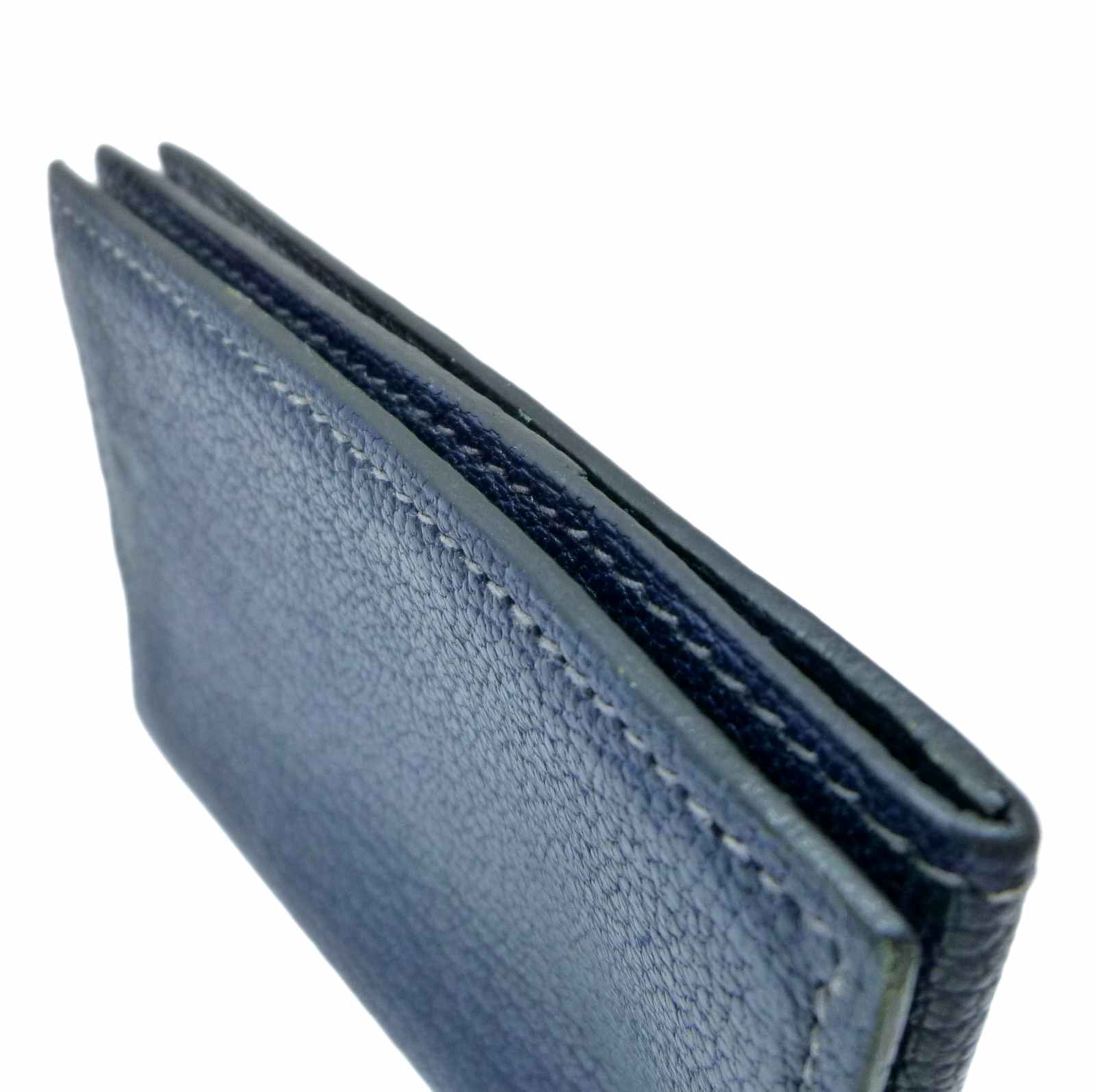 エルメス クルネゼー カードケース 三つ折り □G刻印 カードケース ブルー レザー - Image 4