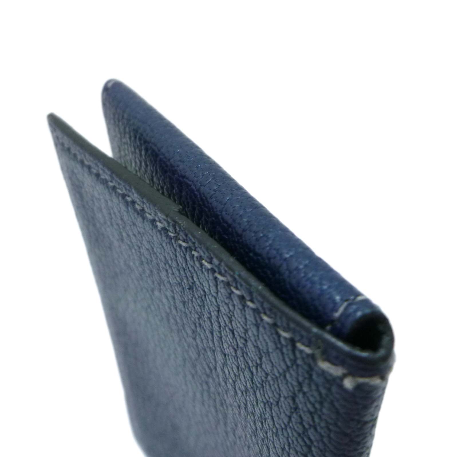 エルメス クルネゼー カードケース 三つ折り □G刻印 カードケース ブルー レザー - Image 6