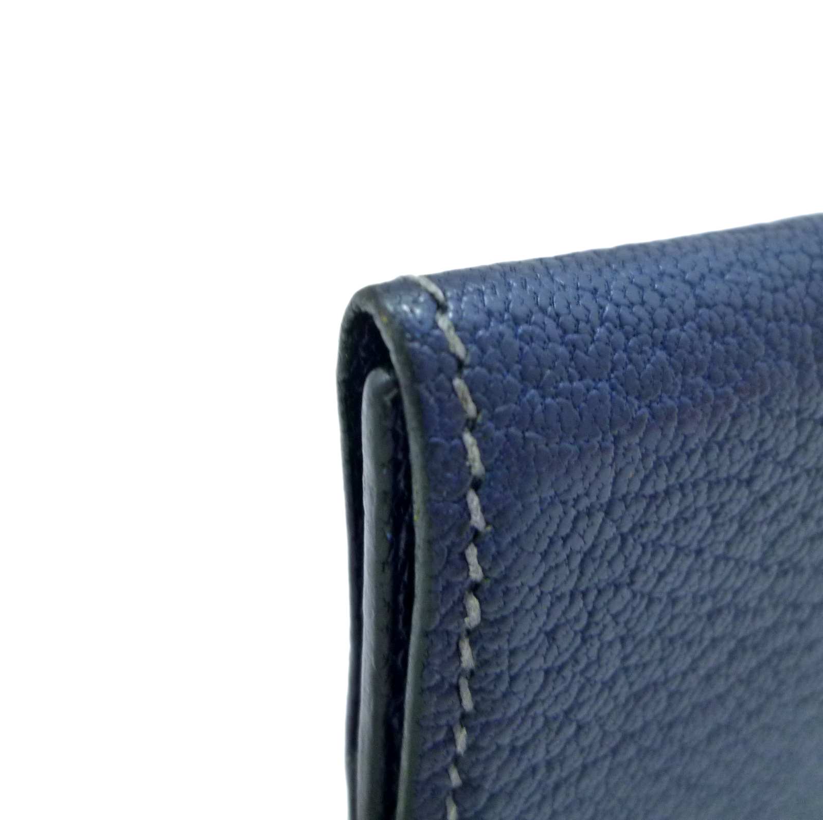 エルメス クルネゼー カードケース 三つ折り □G刻印 カードケース ブルー レザー - Image 8