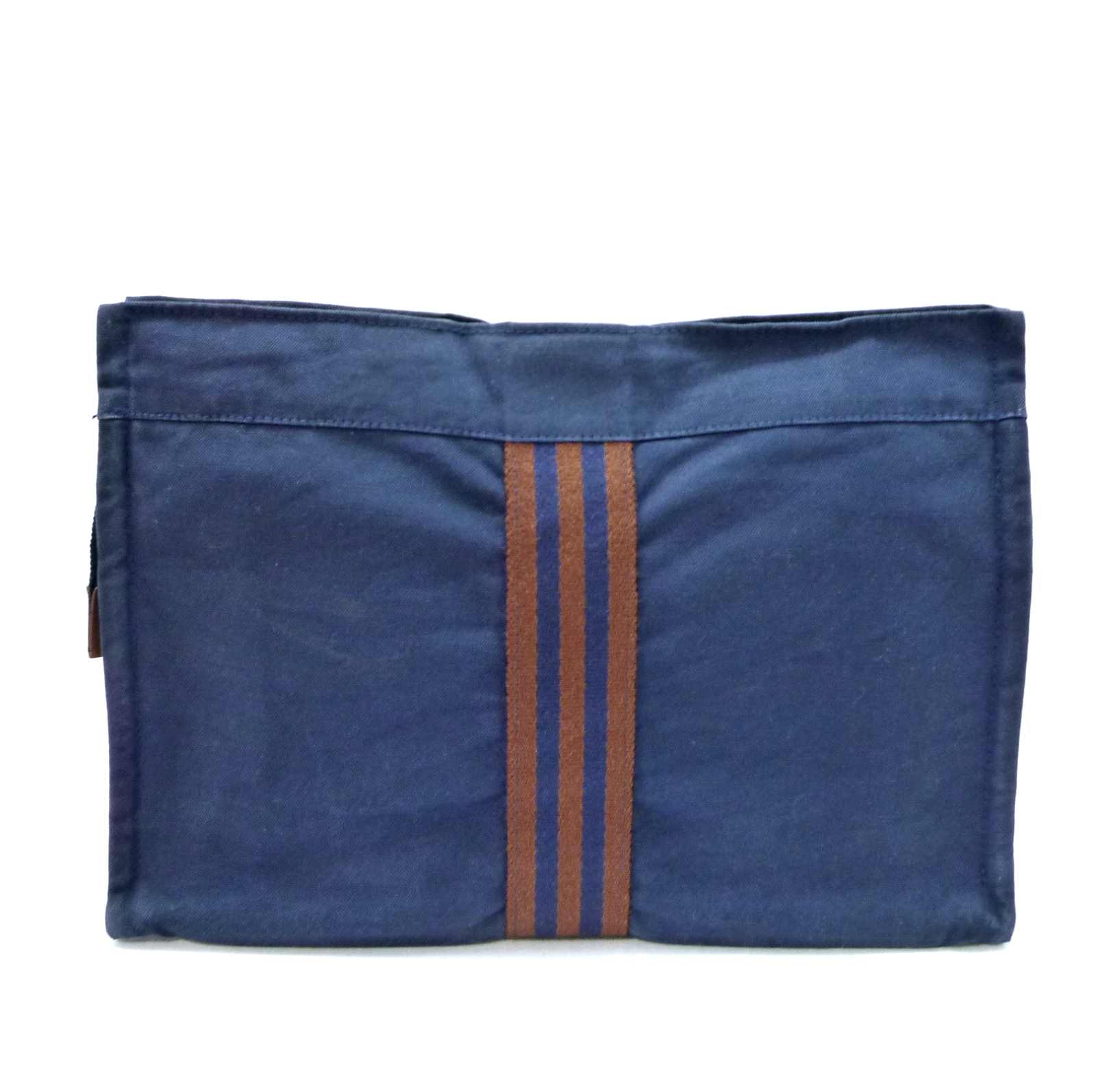 エルメス フールトゥ ポーチ クラッチバッグ ブルー キャンバス