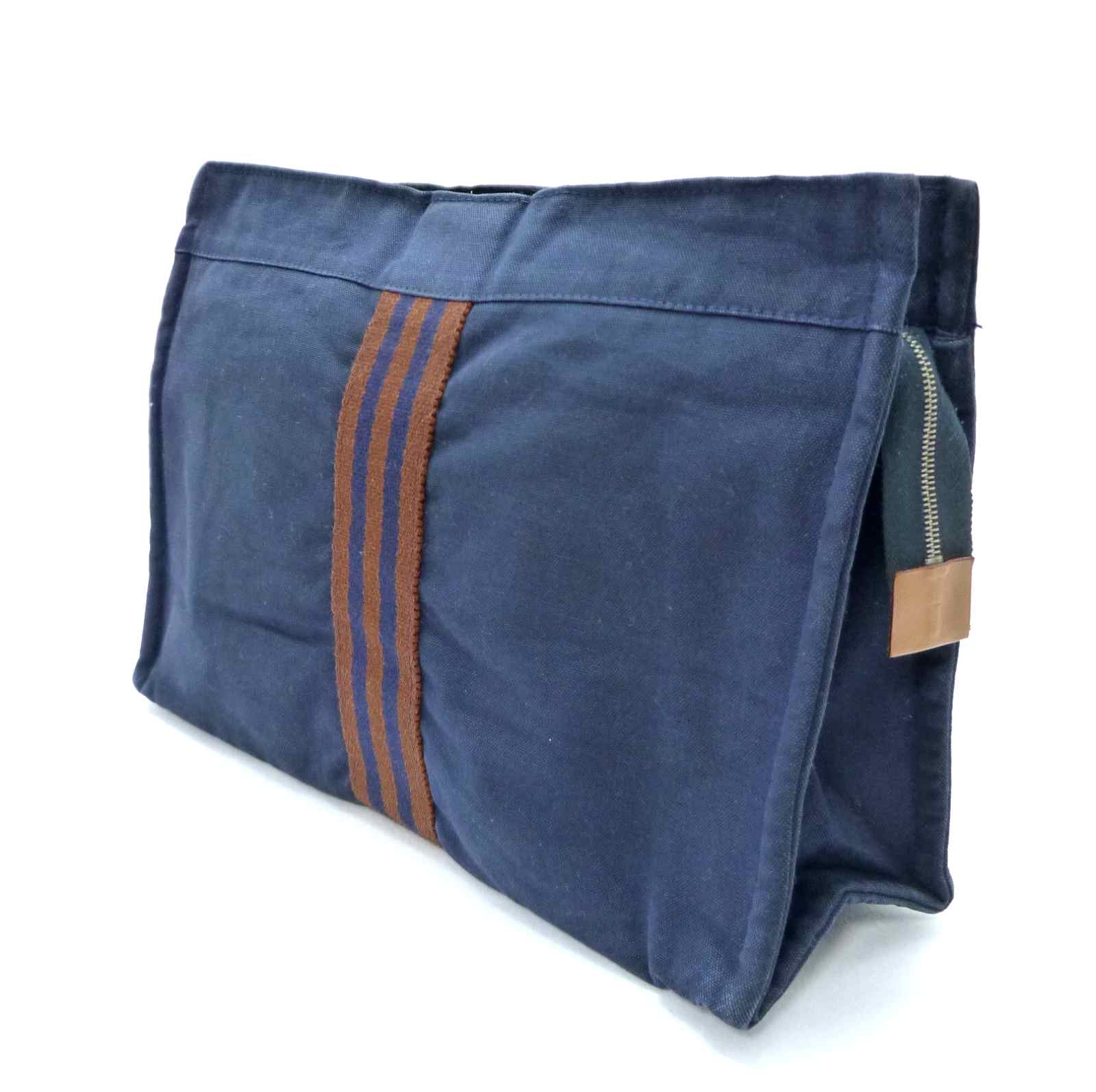 エルメス フールトゥ ポーチ クラッチバッグ ブルー キャンバス - Image 4