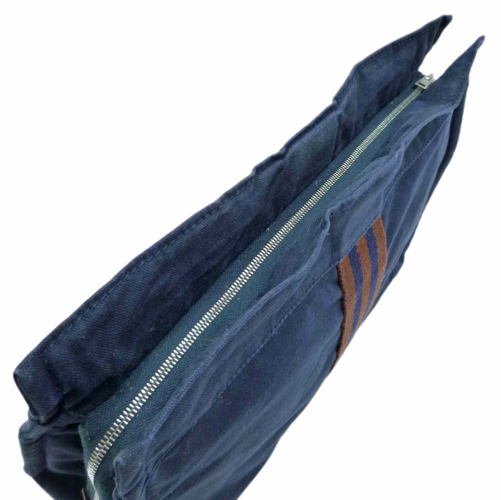 エルメス フールトゥ ポーチ クラッチバッグ ブルー キャンバス - Image 6