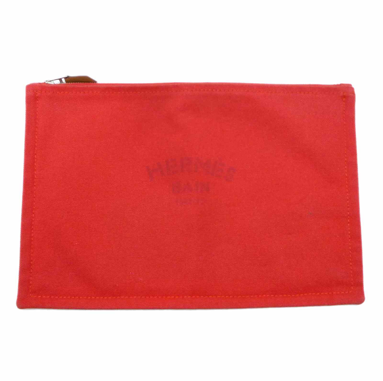 エルメス ヨッティング GM フラット ポーチ レッド キャンバス