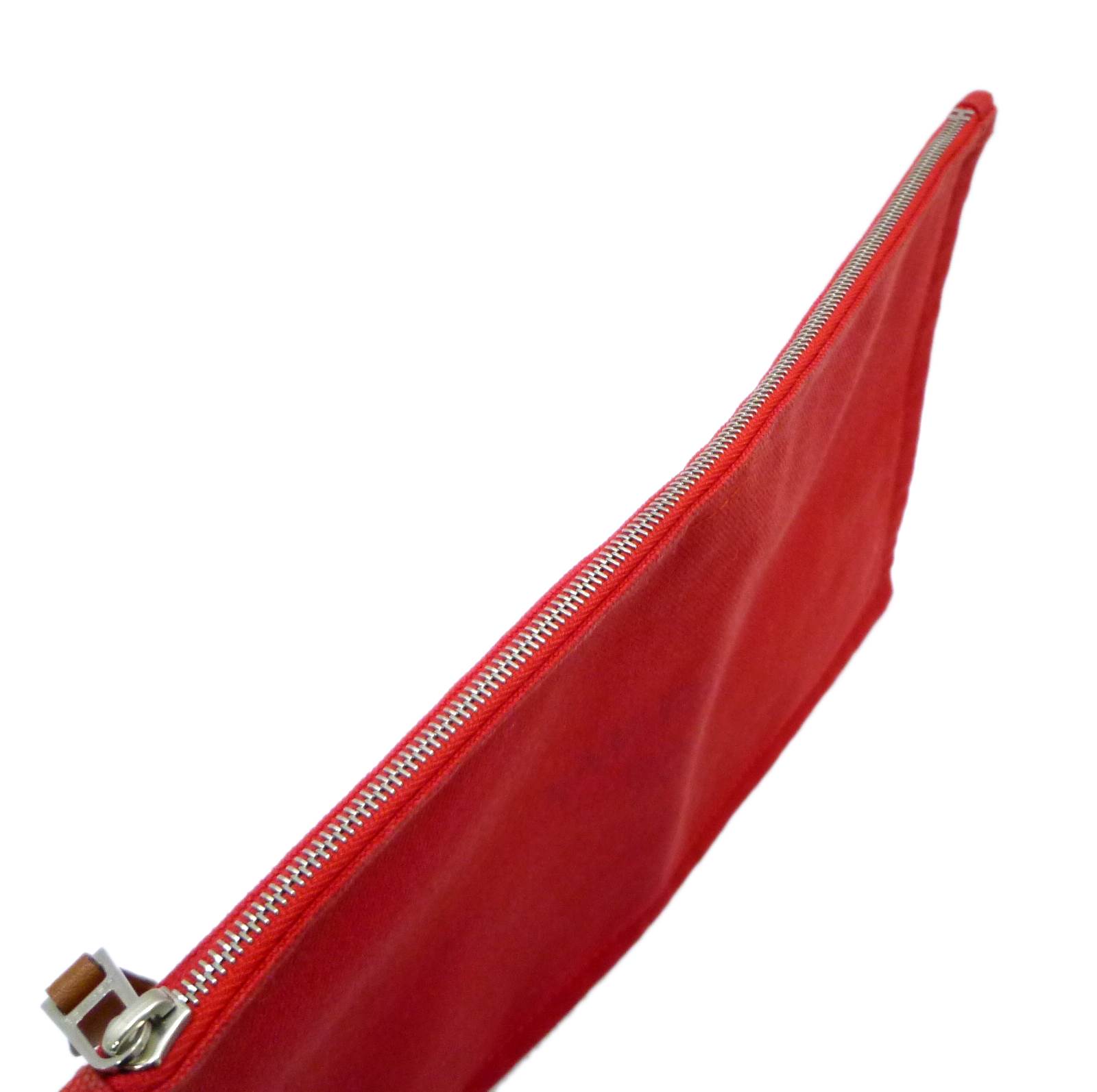 エルメス ヨッティング GM フラット ポーチ レッド キャンバス - Image 4